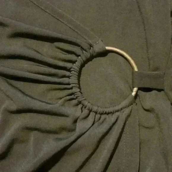 Jonathan Martin Women's Black Wrap Ring Waist Short Sleeve V-Neck Dress Size 10 - Picture 4 of 6